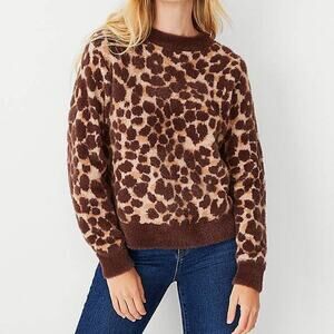 Ann Taylor Brown Leopard Print Sweater